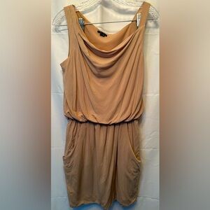 Theory Jaylyn Rove Tan Pink Women's Flowy Draped Sleeveless Dress Size 2 Pockets